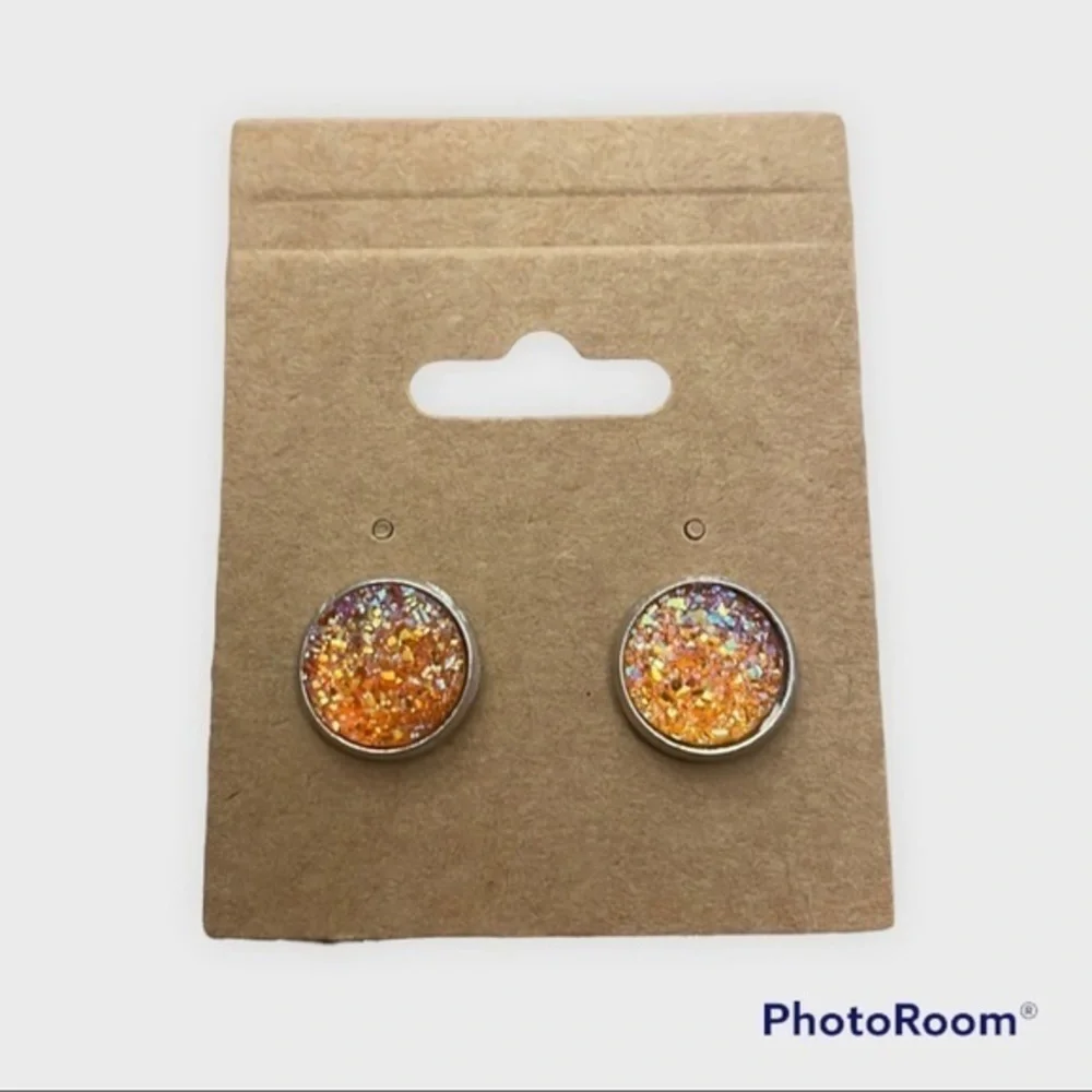 Orange 12 mm stud earrings